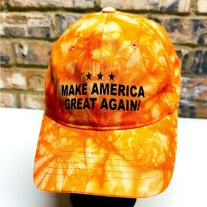 Rare Make America Great Again Baseball Cap Cotton Orange Tye-Dye Flex-Fit Hat